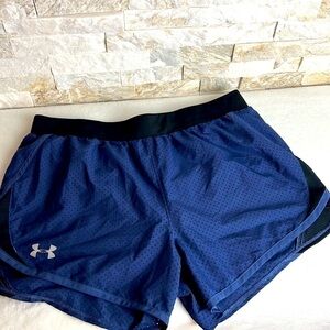 Under Armour women’s shorts size M blue and black with underwear build in‌‌